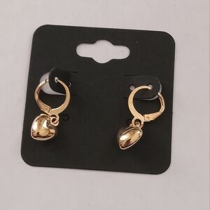Gold Heart Drop Earrings